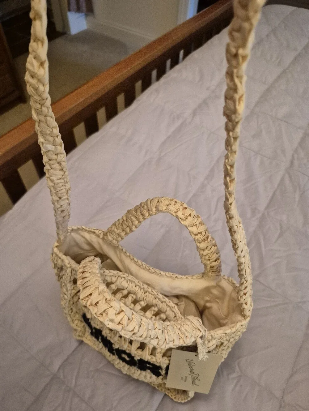 NWT Universal Thread Cream Colored Raffia Crocheted Bag